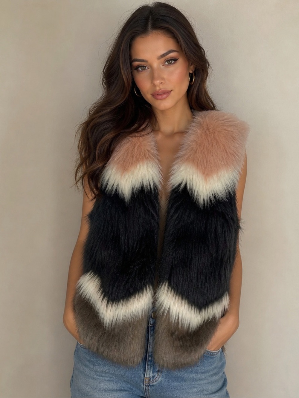 Marc New York Multicolor Faux Fur‎ Vest